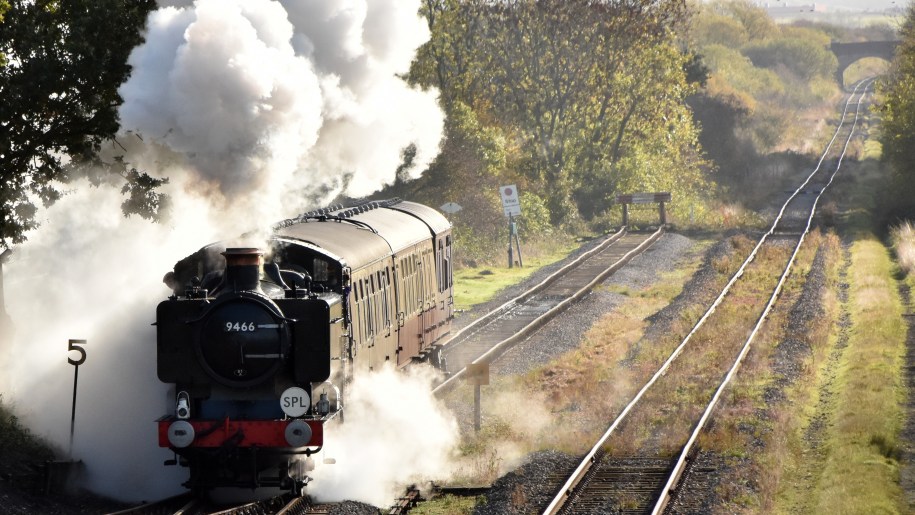 A steam train at Buckinghamshire Railway Centre.