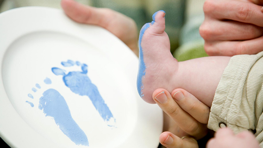 baby footprint on ceramics