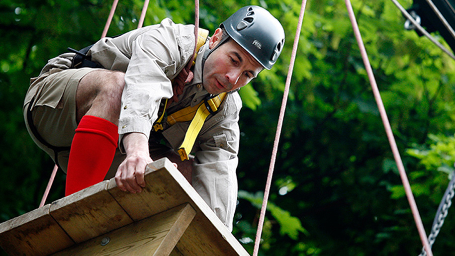 man on obstacle course