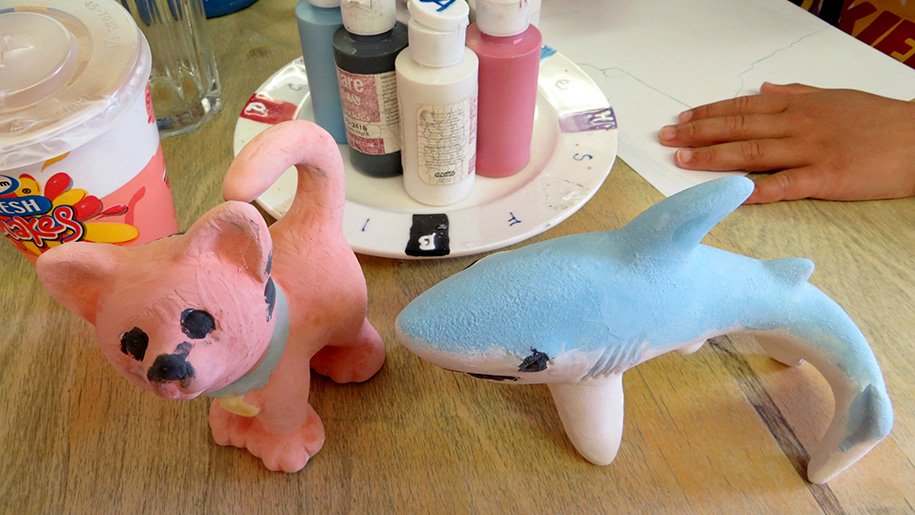 painted cat and dolphin ceramic