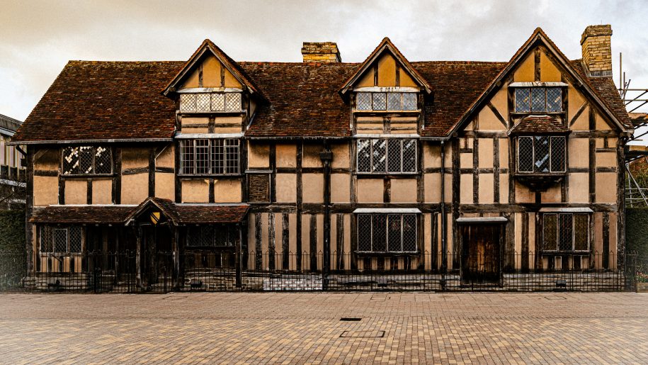 A 16th-century Tudor-style half-timbered house.