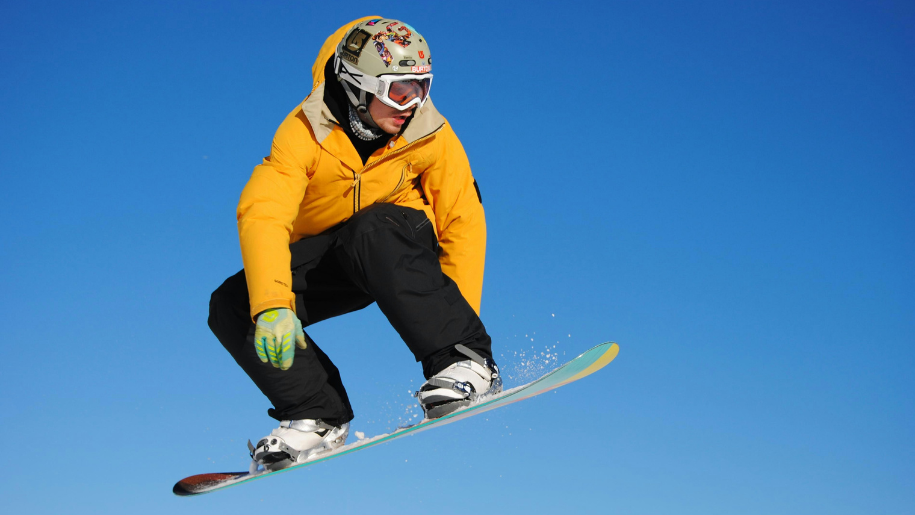Boy snowboarding