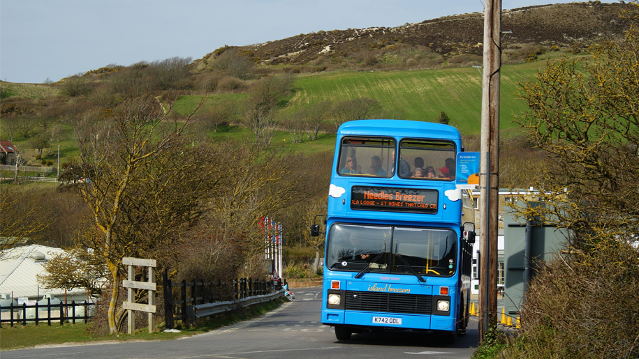 blue tour bus