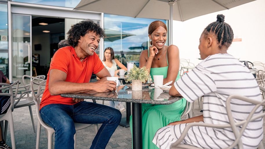 Family dining outdoor at Mercedes-Benz World