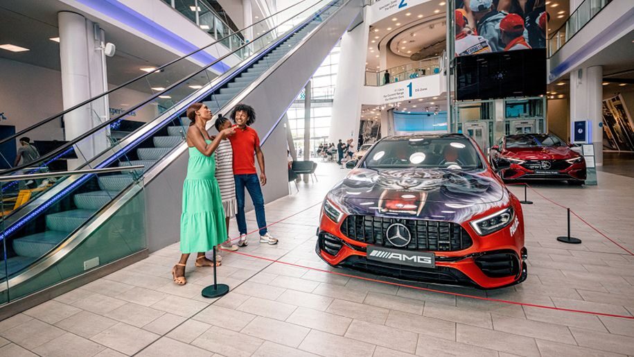 Cars on show at Mercedes-Benz World