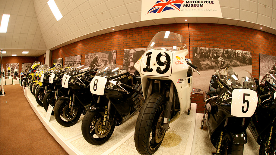 motorcycles on display