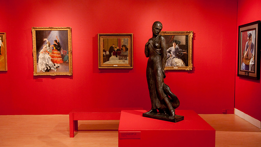 statue in red gallery