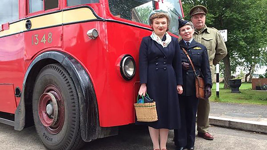 1940s re-enactors at The Trolleybus Museum at Sandtoft.