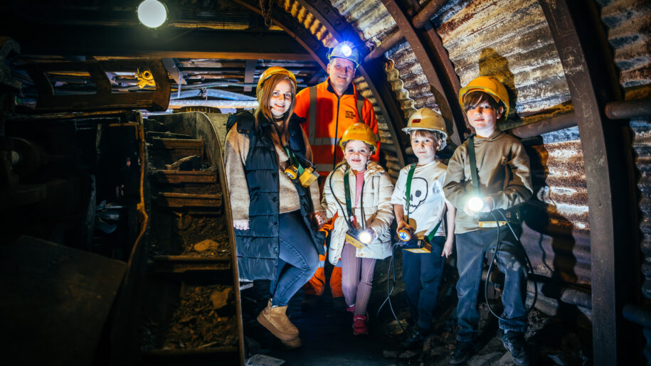 family on tour of museum