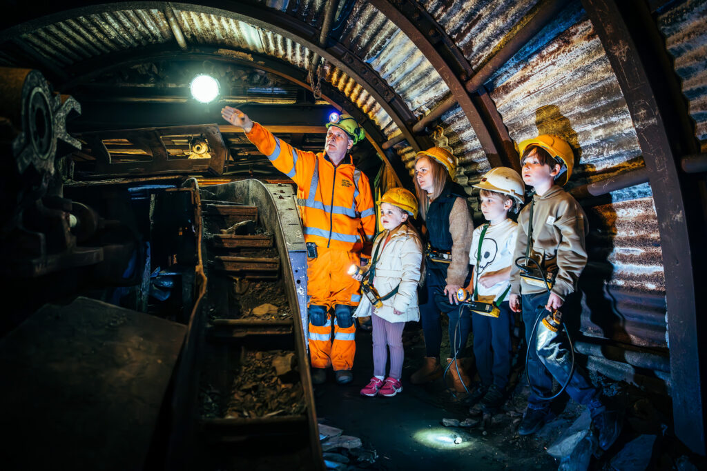family on tour of museum
