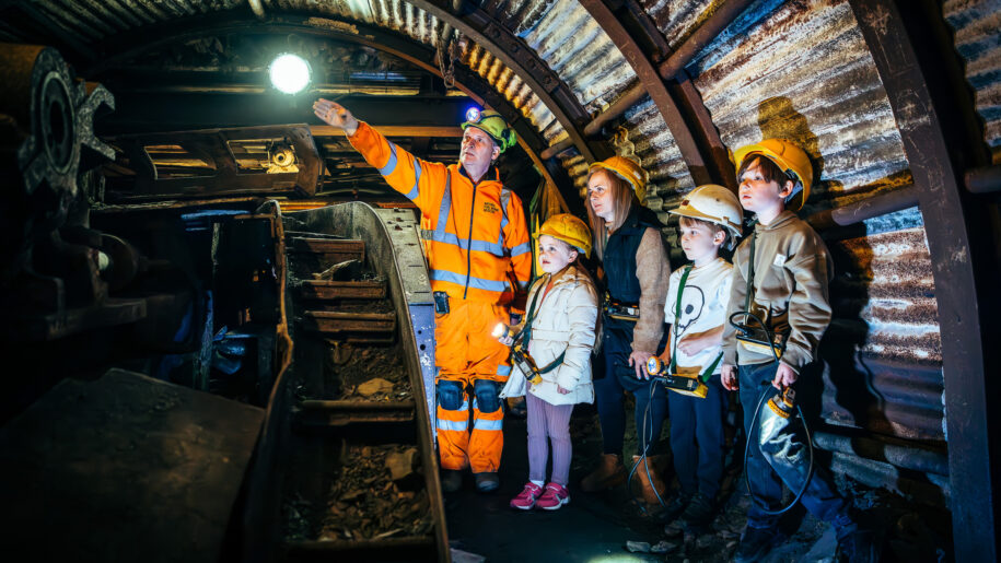 family on tour of museum