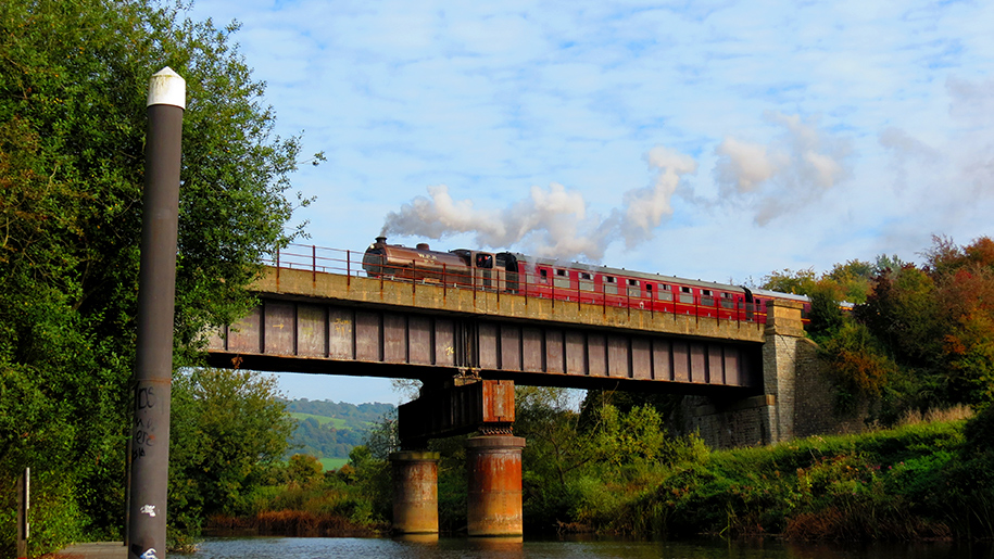 Avon Valley Railway train on a bridge.