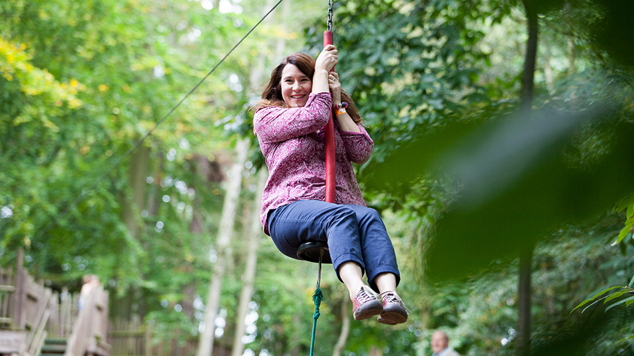 woman on zip wire