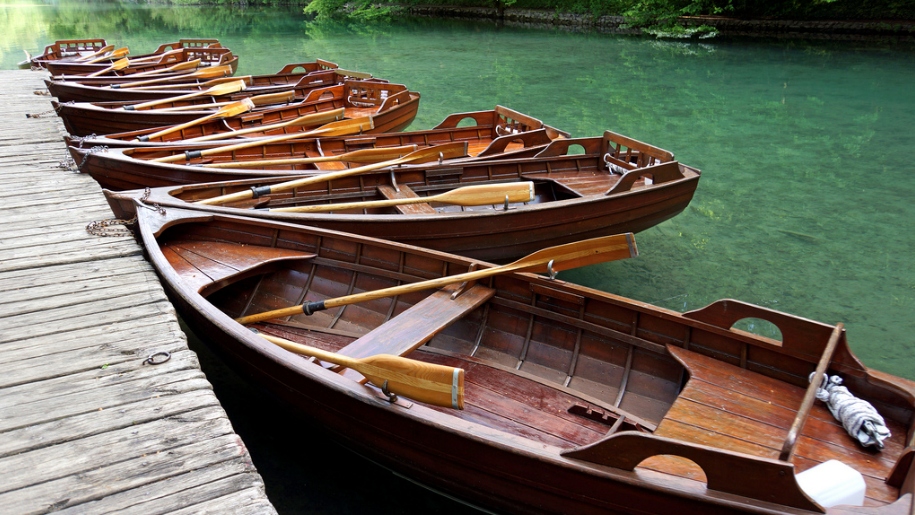 Rustic Wooden rowing boats