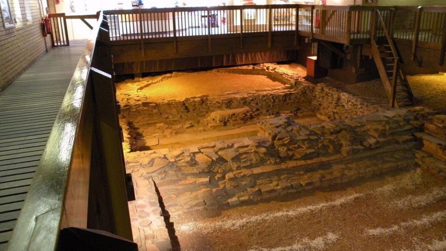 Remains of Caerleon Roman Baths in South Wales.