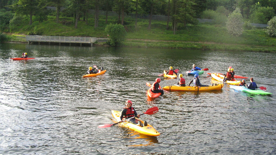 group kayaking