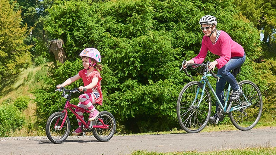 mother and daughter cycling