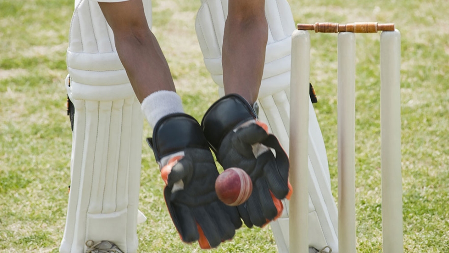 cricketer catching ball