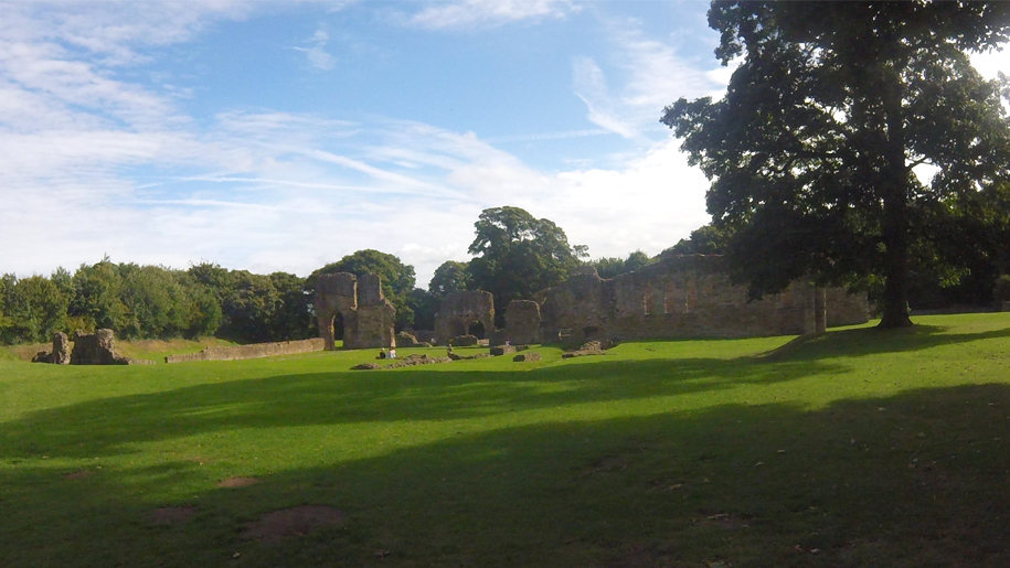 The ruins of Basingwerk Abbey at Greenfield Valley Heritage Park in Flintshire.