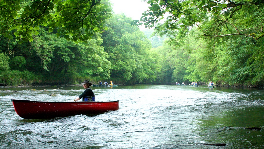 canoeing on river