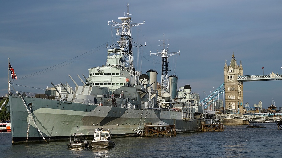 HMS belfast in front of tower bridge