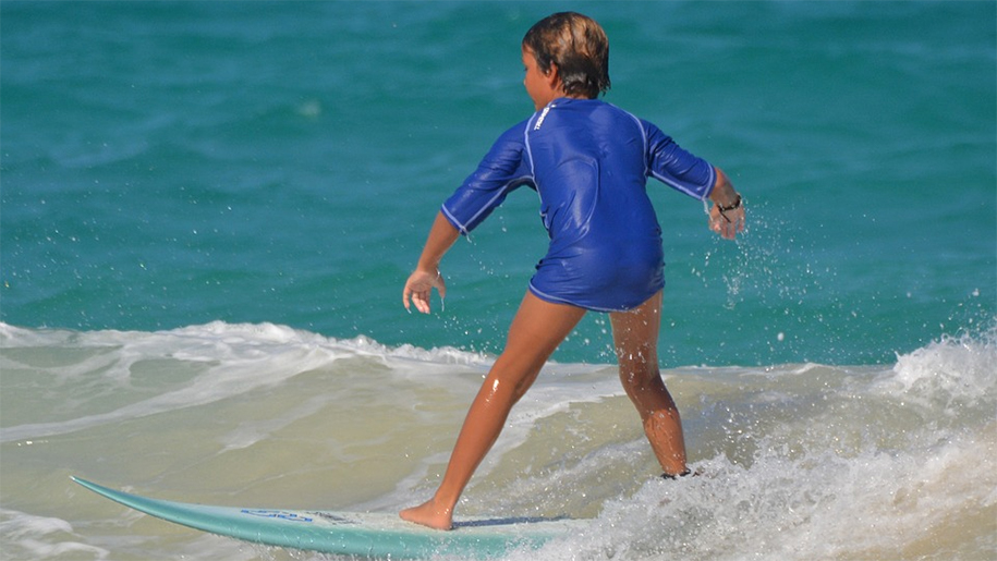 child surfing