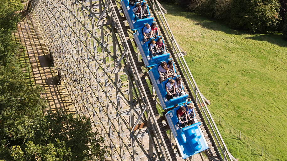 Lightwater Valley Theme Park families on roller coaster