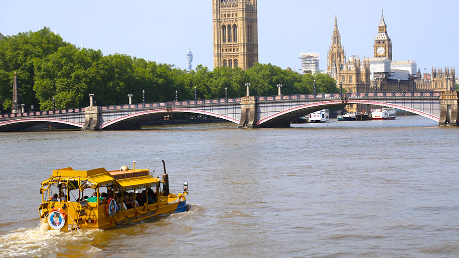 London Duck Tours boat in the thames