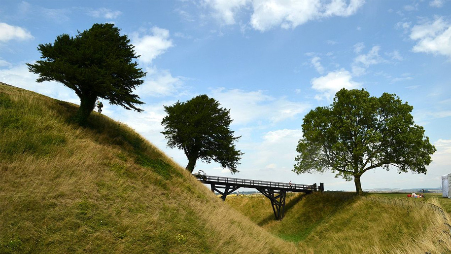 The bridge forming the entrance to Old Sarum near Salisbury in Wiltshire.