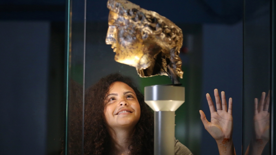 girl and Minerva head