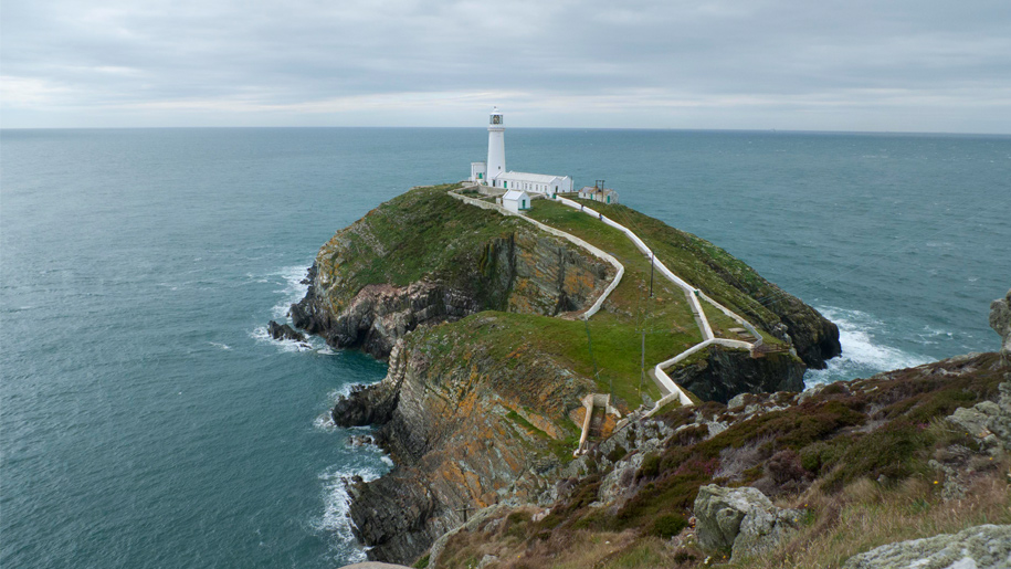 The lighthouse at RSPB South Stack Cliffs reserve on Anglesey.