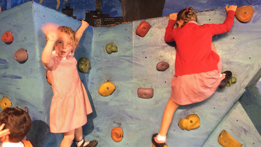 girls rock climbing