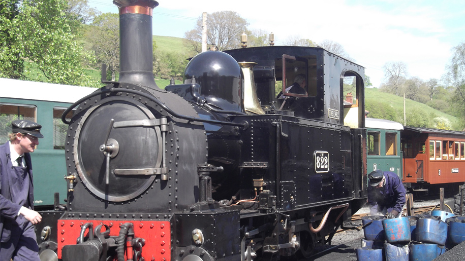 Steam locomotive at the Welshpool & Llanfair Light Railway.