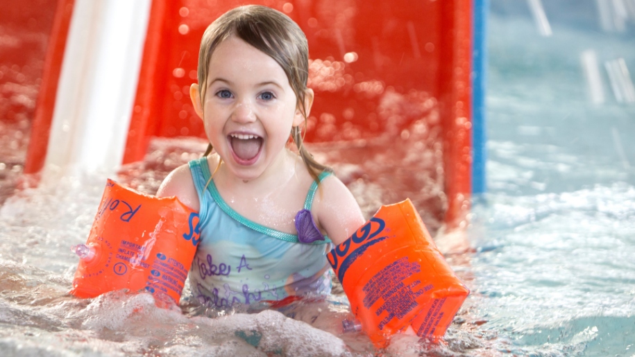 girl on water slide