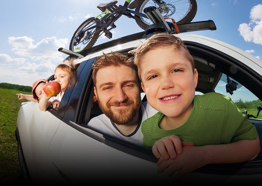 Dad and son in car