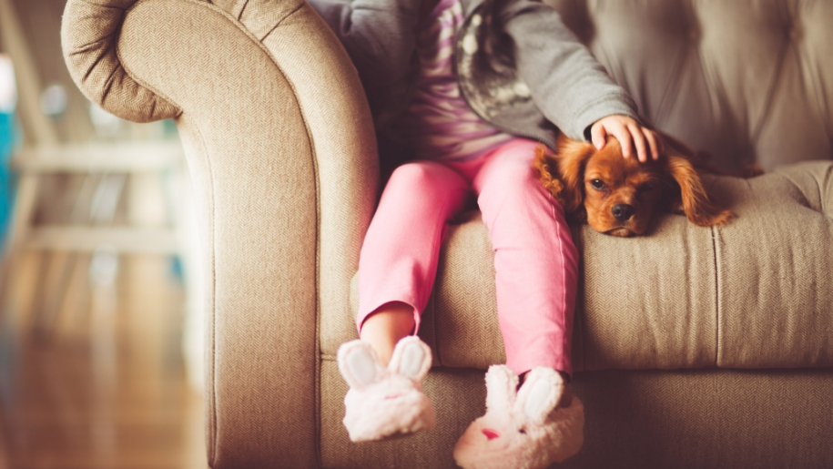 girl with dog