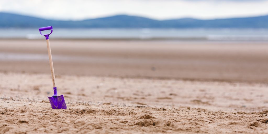 spade on beach