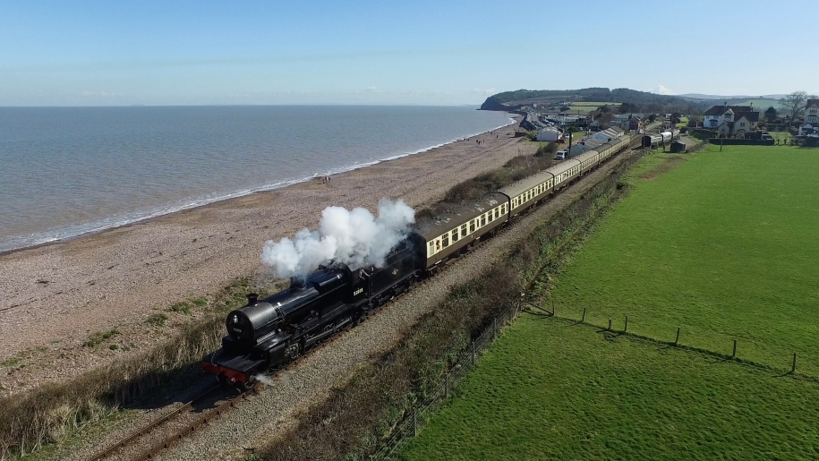 steam train along the coast