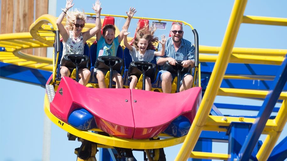 family on theme park rise at Crealy