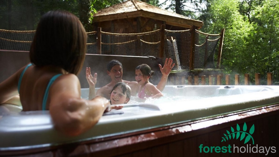 family in hot tub