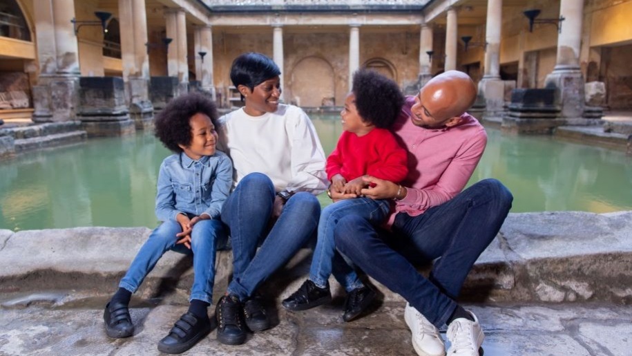 family at Roman Baths