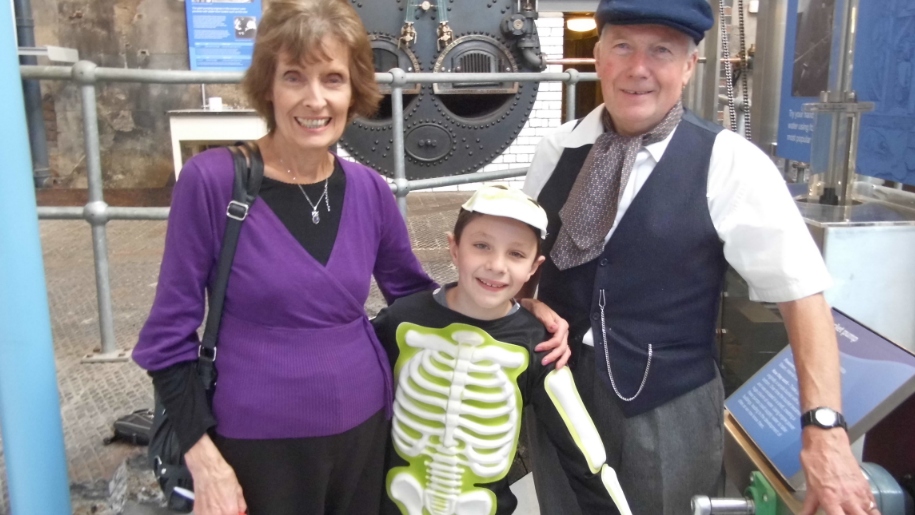 child dressed up as skeleton at London Museum of Water and Steam