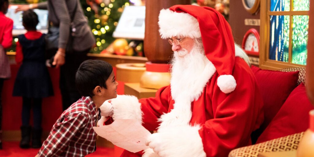 Father Christmas meeting a child.