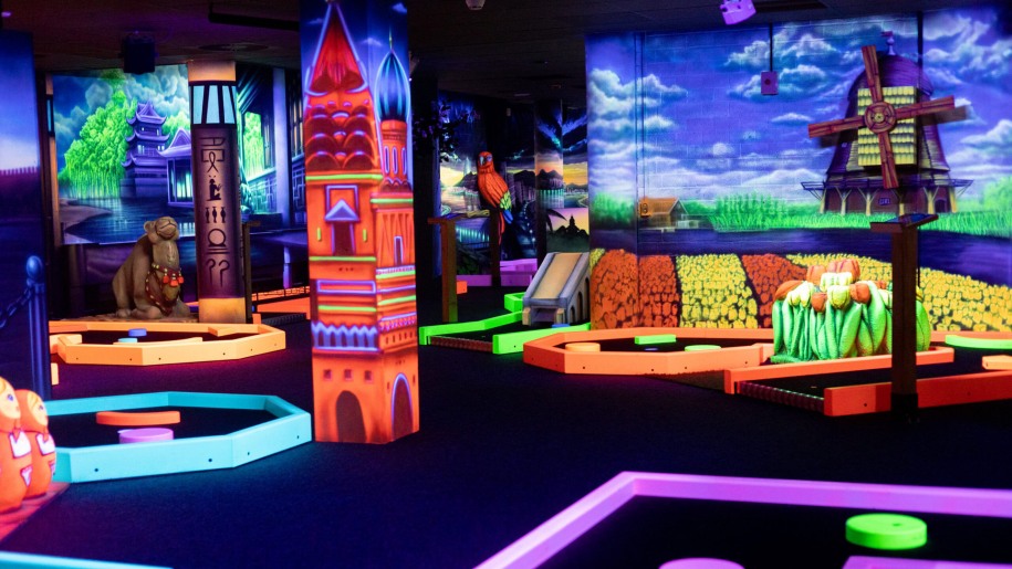 Obstacles on a Glow Golf course.