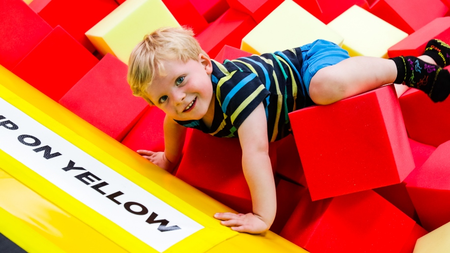 boy in foam pit