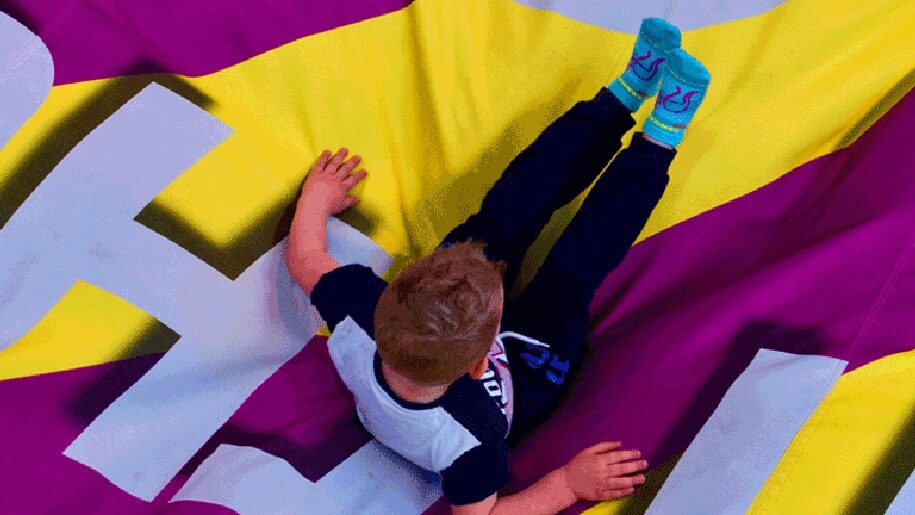 boy on airbag at a RedKangaroo Trampoline Park