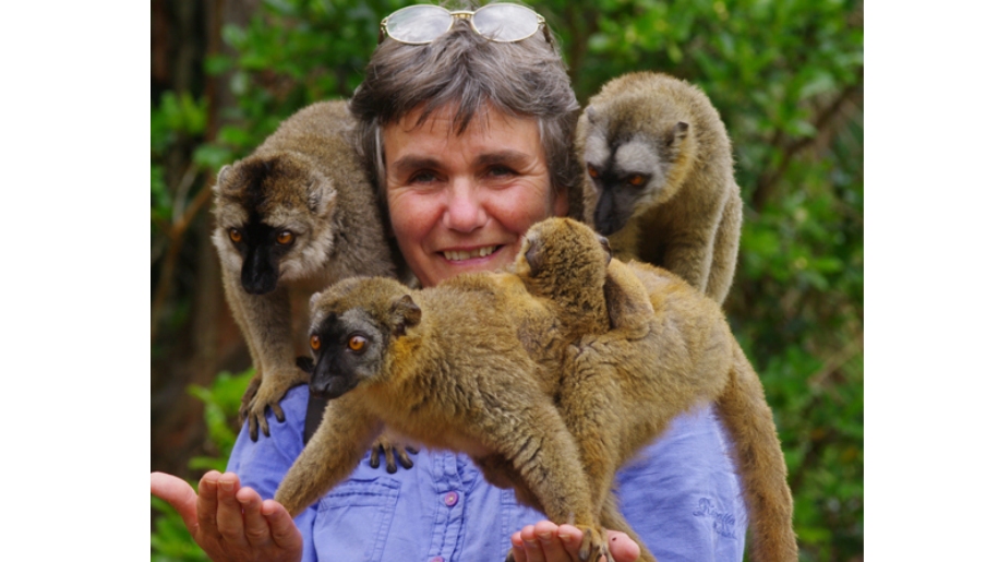 woman with monkeys