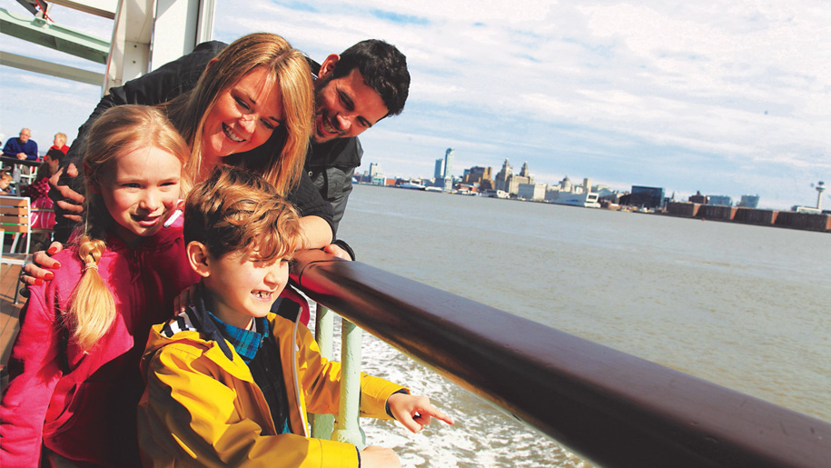 family on a boat