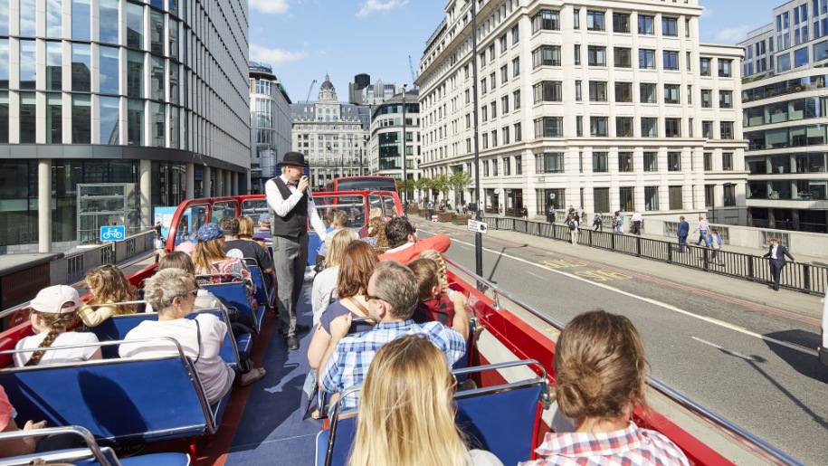 families on an open top bus