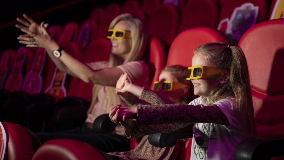 Woman and children in 4D cinema at Legoland Discovery Centre
